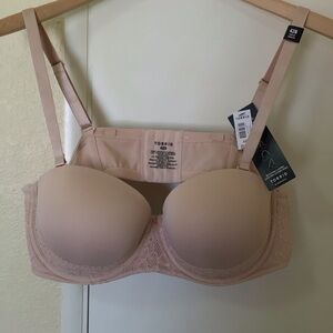 Torrid NWT 42B Nude Push-Up Strapless Bra 5 Ways to Wear Lace Trim Sexy Summer